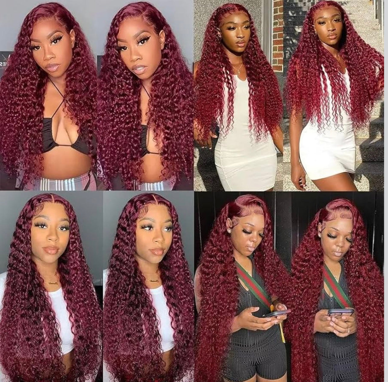 SAMA HAIR COLLECTION 13*4 deep wave burgundy human hair