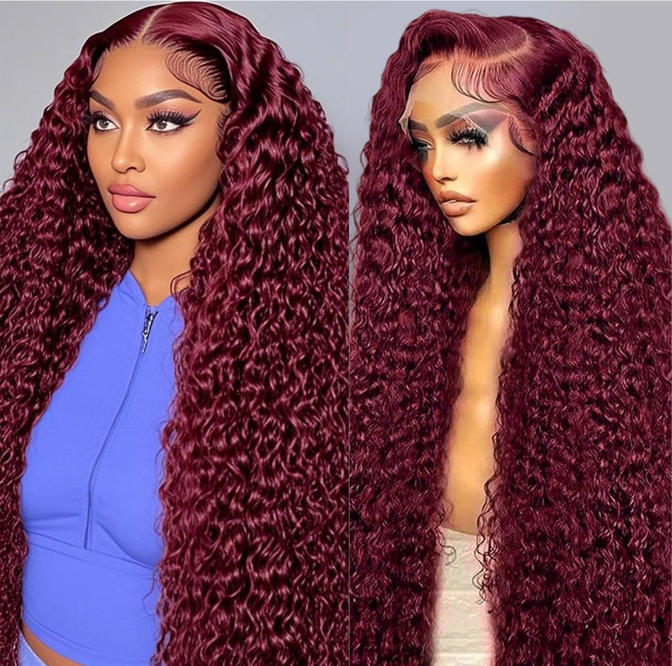 SAMA HAIR COLLECTION 13*4 deep wave burgundy human hair