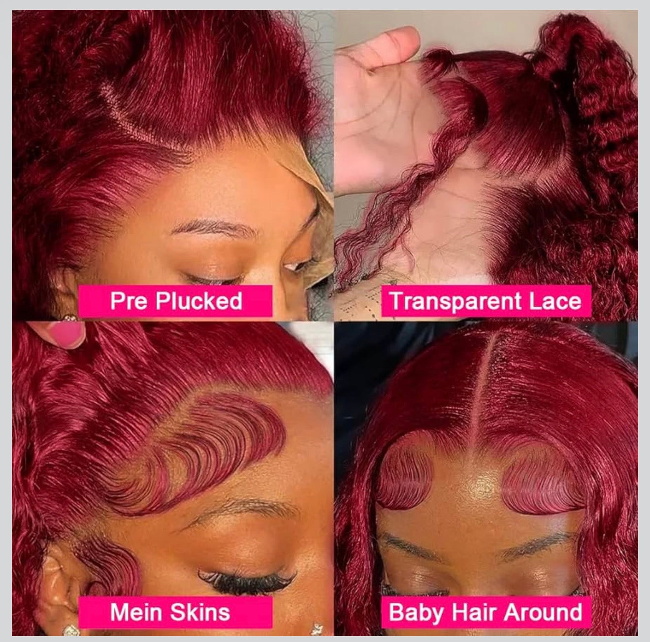 SAMA HAIR COLLECTION 13*4 deep wave burgundy human hair