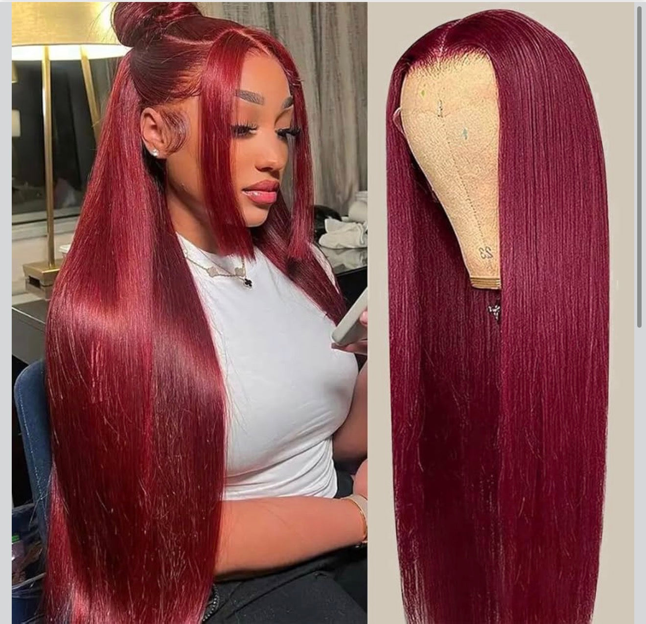 SAMA HAIR COLLECTION 13*6 burgundy straight human hair