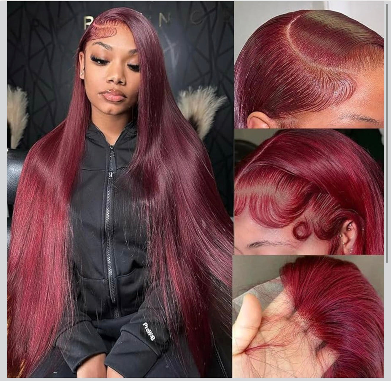 SAMA HAIR COLLECTION 13*6 burgundy straight human hair